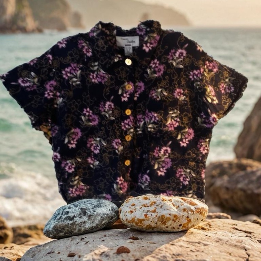 Pre Owned Women’s Forever Caroline Short Sleeve Floral Blouse Sz 16 Festive